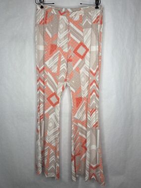 Cato Coral & Beige Geometric Boot Cut Pants